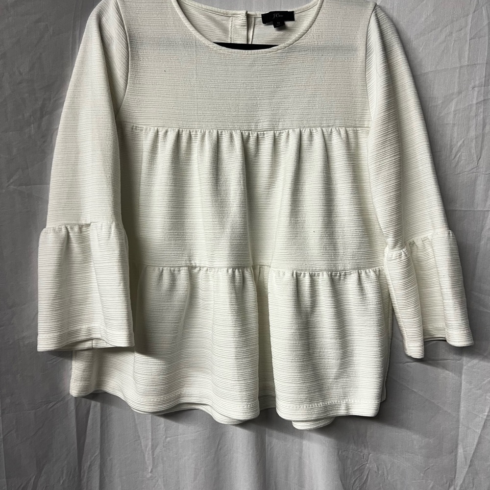 White Peplum Top J Crew Medium